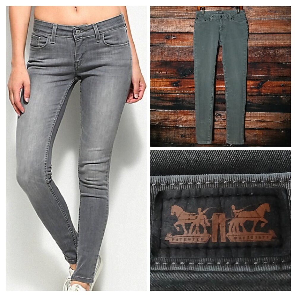Levi's 535 Legging Jeans Size 11 Marbled Gray Denim Stretch